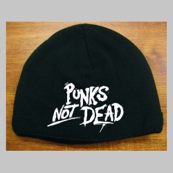 Punks not Dead čierna pletená čiapka stredne hrubá vo vnútri naviac zateplená, univerzálna veľkosť, materiálové zloženie 100% akryl